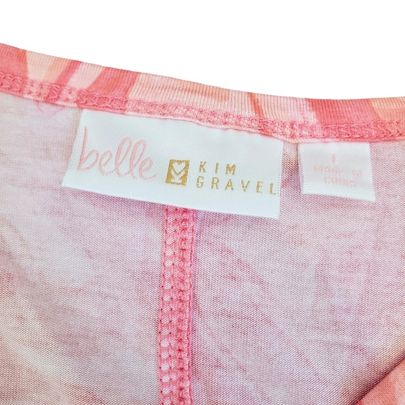 Belle By Kim Gravel Pink Swirl Pattern Short Sleeve V Neck Maxi Dress Small - Picture 3 of 16